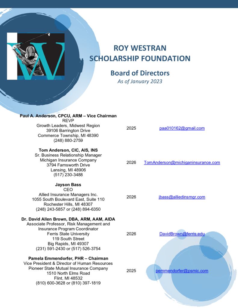 thumbnail of Westran Board Members List – May 2023